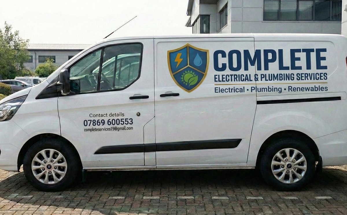 Complete Electrical and Plumbing Services van on site